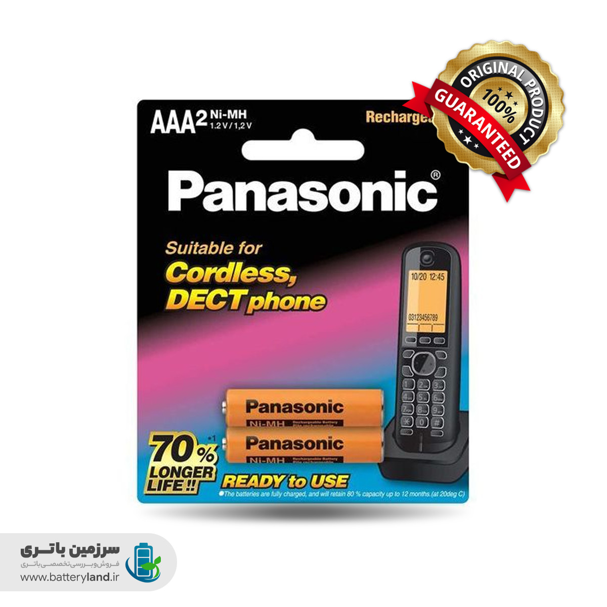 باتری شارژی Ni-MH نیم‌قلمی AAA ظرفیت ۶۵۰ میلی‌آمپر ۱.۲ ولت پاناسونیک Panasonic [اورجینال شرکتی]