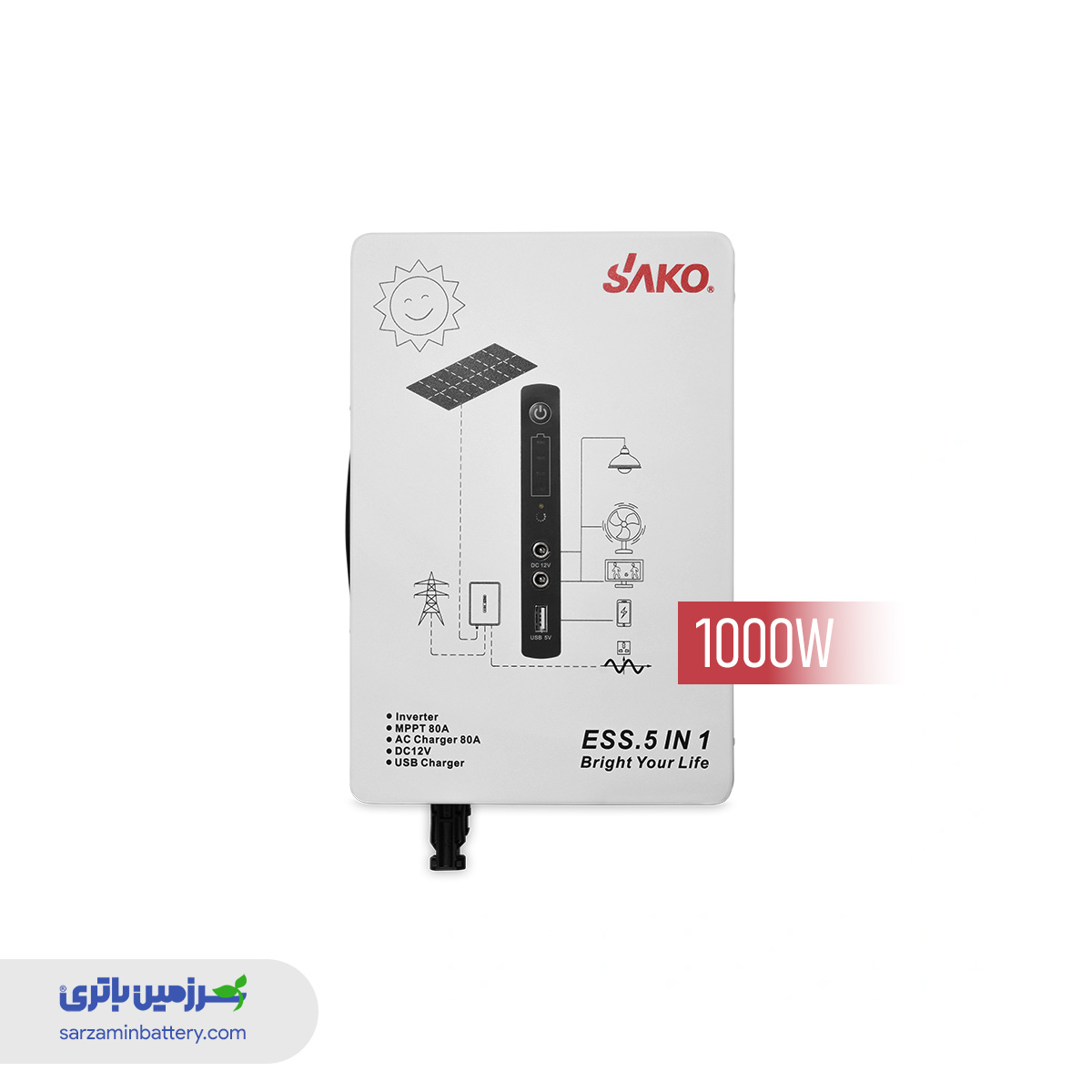 سیستم ذخیره انرژی خورشیدی Alpha-I ESS 1000W اینورتر All-in-One با باتری LiFePO4 دو کیلووات‌ساعت ساکو SAKO